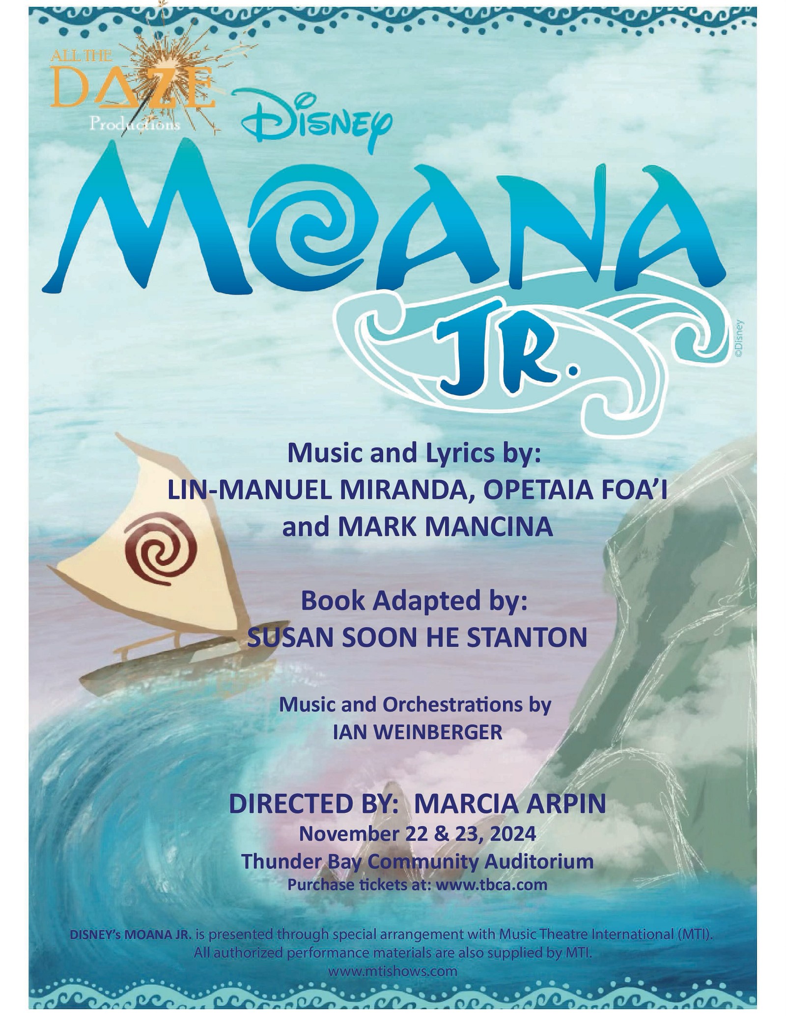 All The Daze Productions Presents Moana Jr.